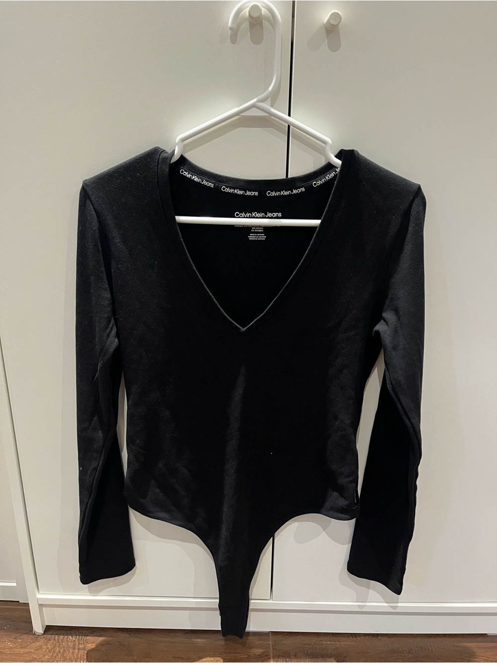 Calvin Klein Jeans Black V-Neck Long Sleeve Bodysuit